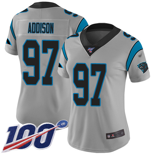 Carolina Panthers Limited Silver Women Mario Addison Jersey NFL Football #97 100th Season Inverted Legend->women nfl jersey->Women Jersey